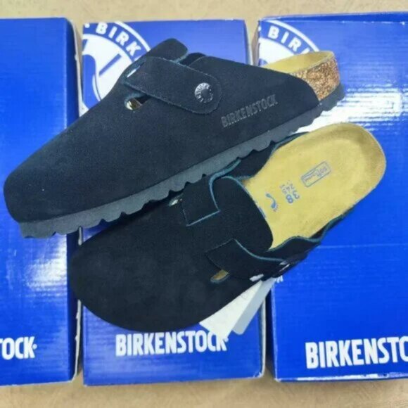 NEW Women's Birkenstock Boston BlackNarrowFit Pro Vegan SuedeGuard